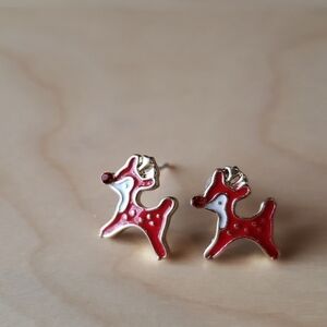 𝅺2 for $15 Dainty Red Deer Earrings NWOT